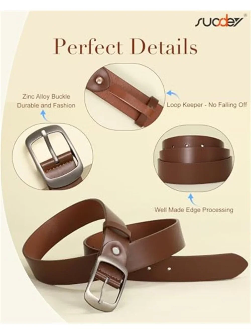 Womens Faux Leather Belt Adjustable Vintage Buckle Dress Jeans Waist Belt